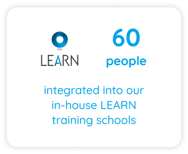 60 personnes intégrées dans nos écoles internes de formation LEARN
