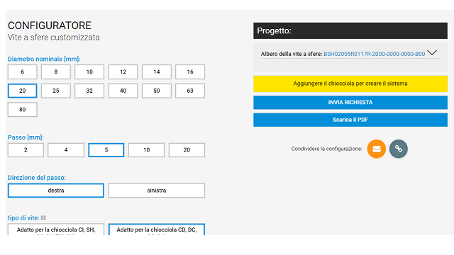 Configuratore di viti a sfere Configuratore di viti a sfere