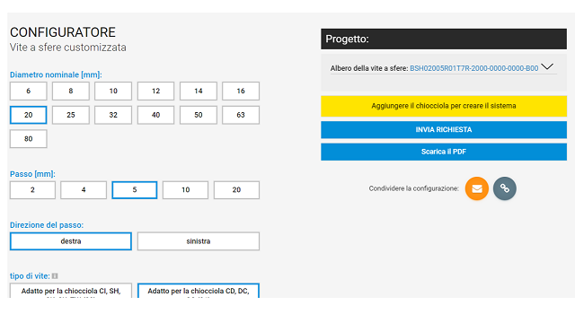 Configuratore di viti a sfere