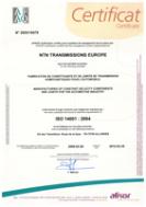 NTN Transmissions Europe - ISO 14001 NTN Transmissions Europe - ISO 14001